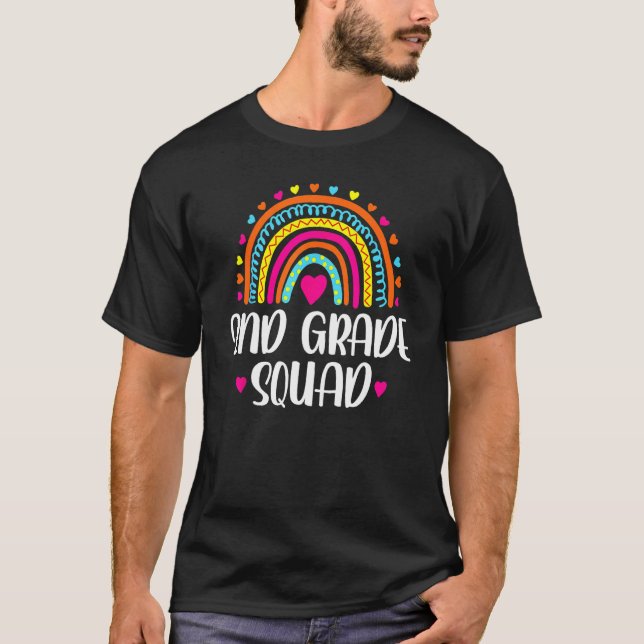 Camiseta 2nd Grade Squad Teacher  Rainbow  Back To School (Frente)