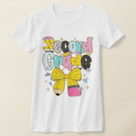 Camiseta 2nd Grade Teacher Pencil Coquette Bow