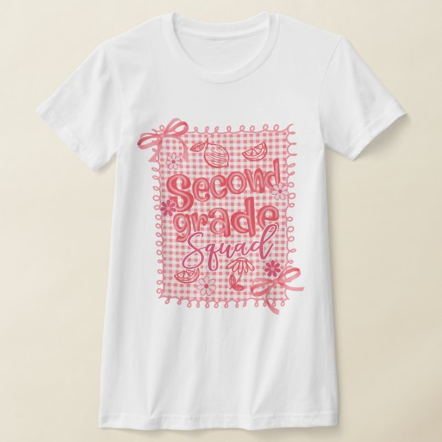 Camiseta 2nd Grade Teacher Pencil Coquette Bow (Postura )