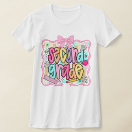 Camiseta 2nd Grade Teacher Pencil Coquette Bow