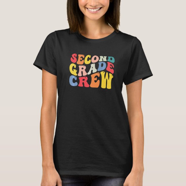 Camiseta 2nd Second Grade Crew Teacher Back To School Retro (Frente)