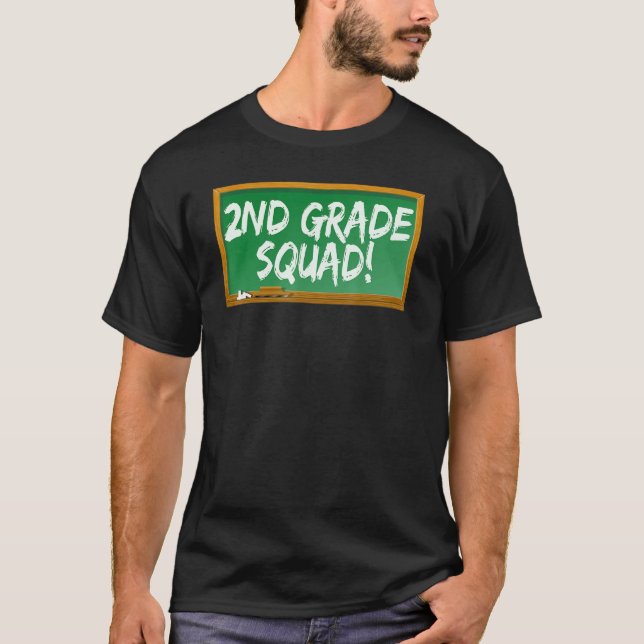 Camiseta 2nd Second Grade Squad Chalk Board (Frente)