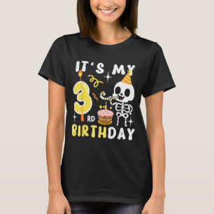 Camiseta 3º Aniversário Crianças Esqueleto Halloween Engraç