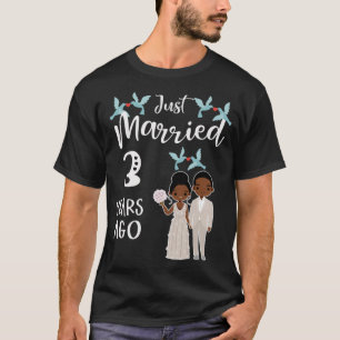 Camiseta 3º Aniversário de Casamento Recém-Casados  3 Anos