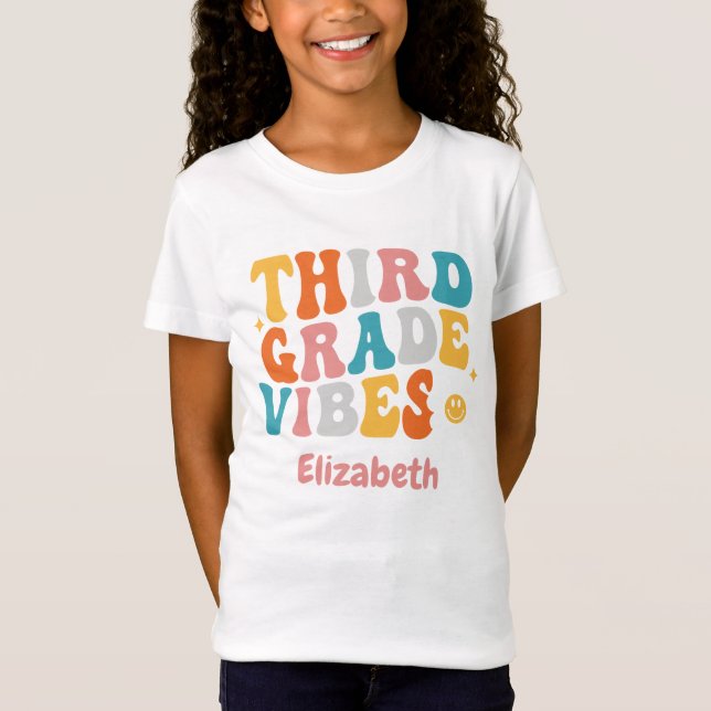Camiseta "3º ano" Groovy Back-to-School (Frente)