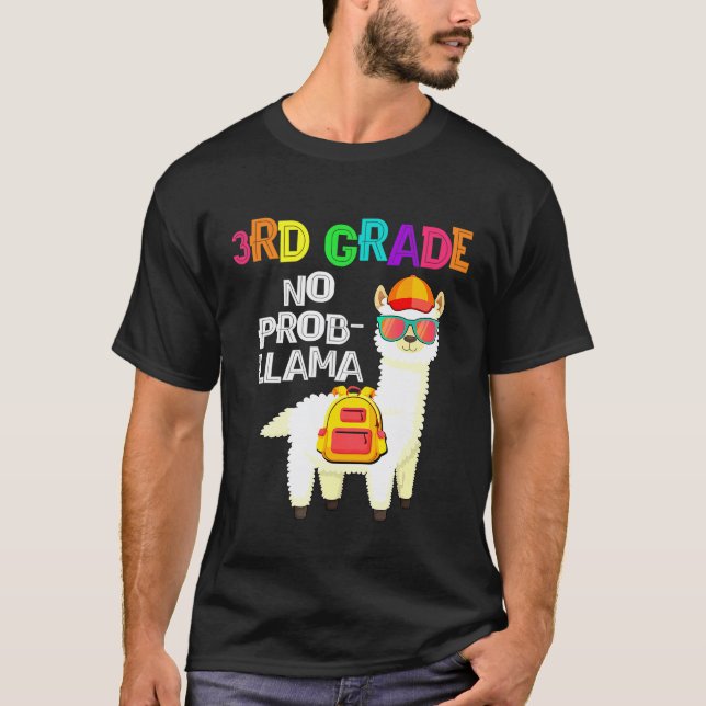 Camiseta 3º ano Llama Sem Problema Primeiro Dia De Aula (Frente)