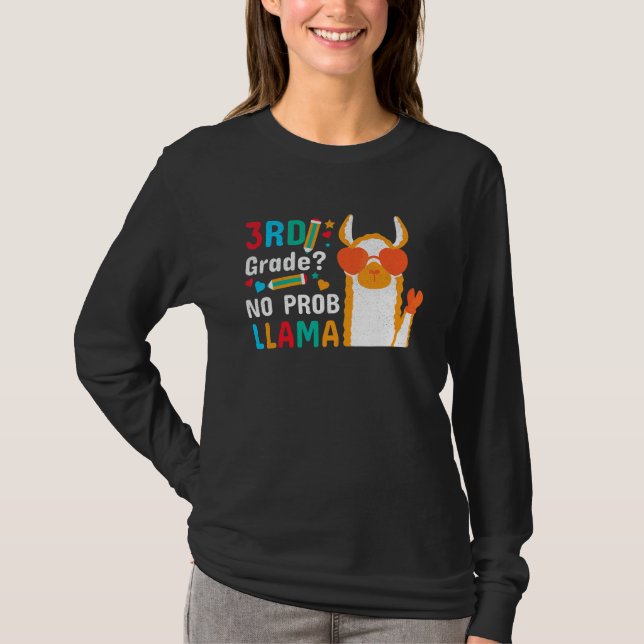 Camiseta 3º ano sem problema lhama fofo volta às aulas (Frente)