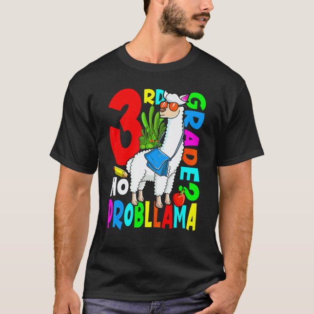 Camiseta 3º ano sem problema Llama volta às aulas primeiro  (Frente)