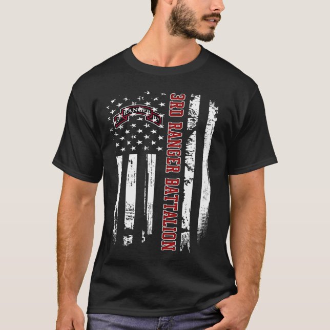 Camiseta 3º Batalhão de Ranger Veterano EUA Bandeira Vetera (Frente)