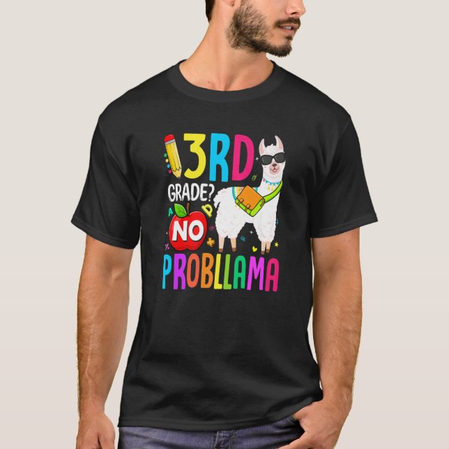 Camiseta 3º Grau Sem Prob Llama Primeiro Dia de Professores (Frente)