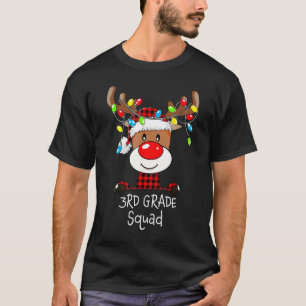 Camiseta 3º Grau Xadrez Esquadrão Reindeer Santa Hat Profes