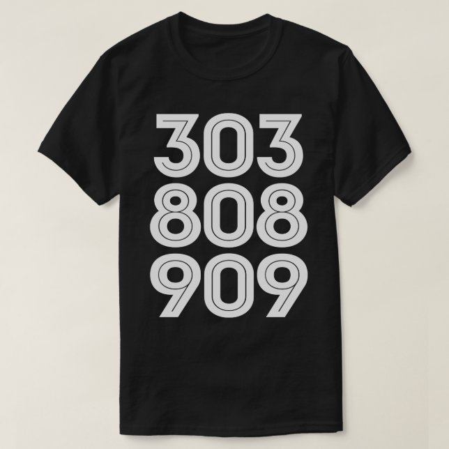 Camiseta 303 808 909 Synth Drum Machine DJ Design (Frente do Design)