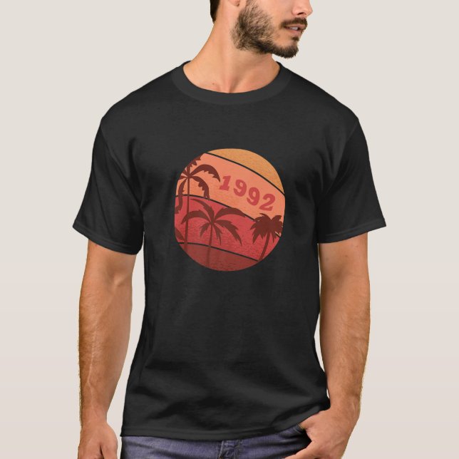 Camiseta 30 Aniversário Clássico Retro Palm Sunset Birthda (Frente)
