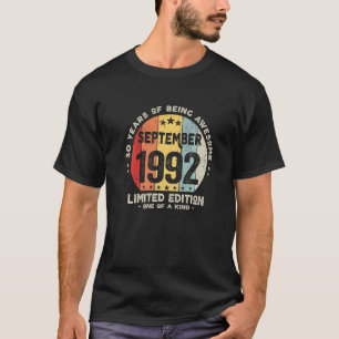 Camiseta 30 anos Antiga em setembro de 1992 aniversário de 