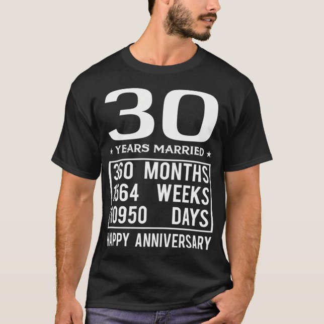 Camiseta 30 anos de casamento de 30 casada (Frente)