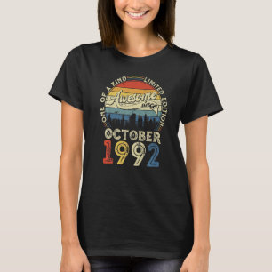 Camiseta 30 anos de idade incrível desde outubro de 1992 30