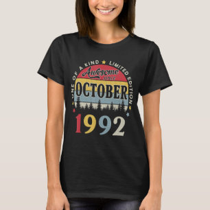 Camiseta 30 anos de idade incrível desde outubro de 1992 30