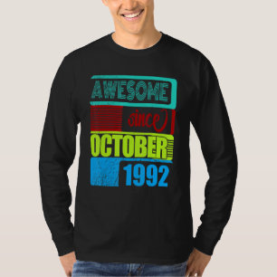 Camiseta 30 Anos de Idade Vinho 1992 Nascido em Outubro Fan