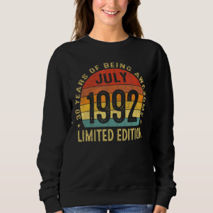 Camiseta 30 anos Julho de 1992 aniversário de 30 anos 1