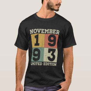 Camiseta 30 anos Presentes Vintage Novembro de 1993 30 Birt