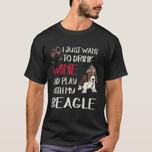 Camiseta 30 Beber Vinho E Brincar Com Meu Beagle (Frente)
