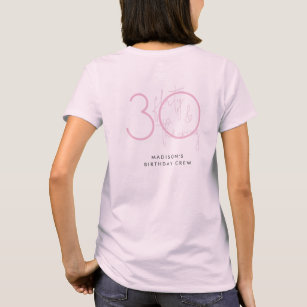 Camiseta 30, brilhante aniversário de 30 anos rosa moderno 