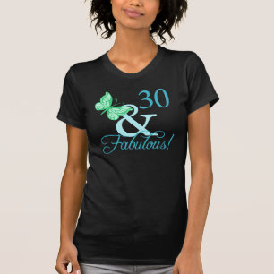 Camiseta 30 E Presentes De Aniversário Fabulosos (Aqua)