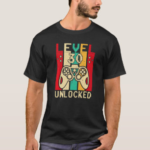 Camiseta 30 Gamer Boy Dizendo Vintage Nível 30 Ga Desbloque