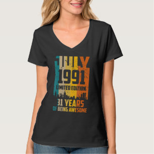 Camiseta 31º Aniversário 31 Anos Incrível Desde Julho De 19