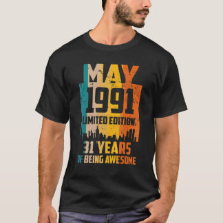 Camiseta 31º Aniversário 31 Anos Incrível Desde Maio De 199