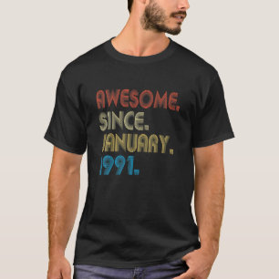 Camiseta 31º Aniversário Gift Incrível Desde Janeiro De 