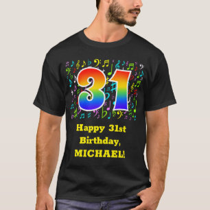 Camiseta 31º Aniversário: Símbolos Musicais Coloridos, Rain