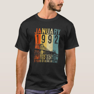 Camiseta 31º aniversário Vintage Janeiro 1992 Homens de 31