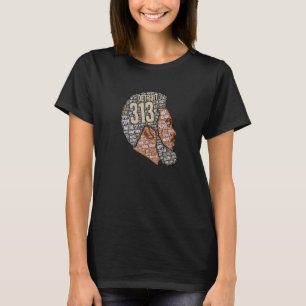 Camiseta 313 Código de área Detroit Black Man Dia de os pai