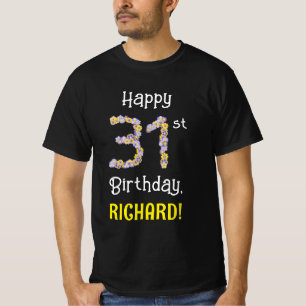 Camiseta 31.o Aniversário: Flores Número "31" + Nome