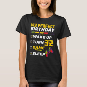 Camiseta 32ª Festa de aniversário Perfeito Para Jogadores D