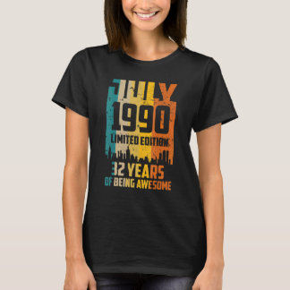 Camiseta 32º Aniversário 32 Anos Incrível Desde Julho De 19