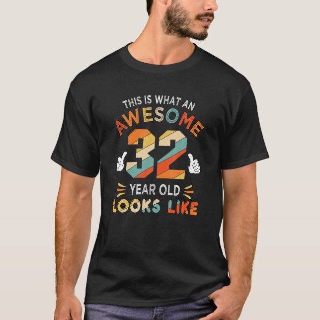 Camiseta 32º Aniversário Oferece Presentes Por 32 Anos De Ó (Frente)
