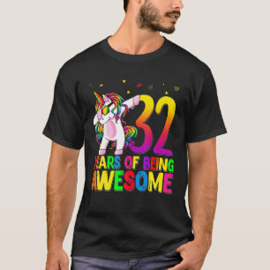 Camiseta 32 Anos De Aniversário Unicórnio Dabbing 32Nd Birt
