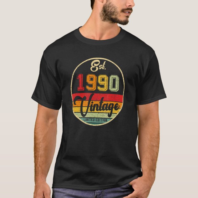 Camiseta 32 anos Vintage 1990 32nd B Day (Frente)