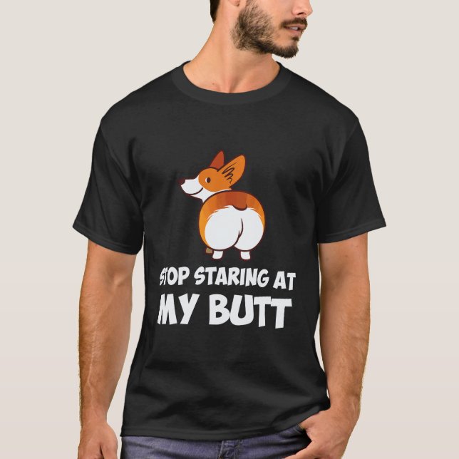 Camiseta 32 Pare de Olhar Meu Rabo Corgi (Frente)