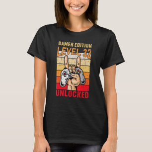 Camiseta 32nd Birthday Video Gamer Edition Level 32 Unlocke