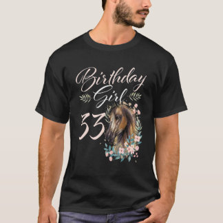 Camiseta 33ª Menina de Aniversário Cavalo de 33 Anos