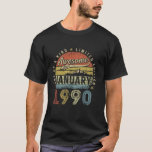 Camiseta 33º Aniversário Gift Incrível Desde Janeiro De 199<br><div class="desc">Ideia perfeita para presentes para homens, mulheres - Vintage Janeiro de 1990 Aniversário. Presente engraçado para pais fazendo 33 anos, vovó, avô, primo, namorada, irmã, irmão, marido, pai, mãe, tio, tia na festa de aniversário feliz de 33 anos. Ideia perfeita para presentes para homens, mulheres - Vintage Janeiro de 1990...</div>