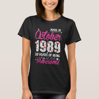 Camiseta 33º Aniversário Incrível Desde Outubro De 1989