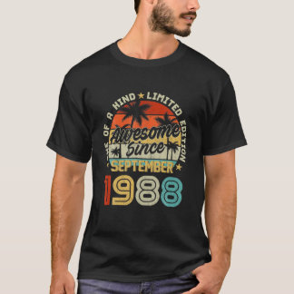 Camiseta 33º Bday Vintage Setembro De 1988 33 Anos Rapazes