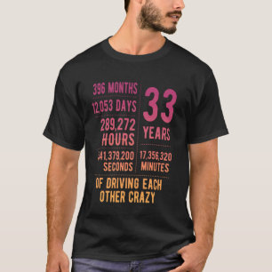 Camiseta 33 Anos Casados Divertido 33º Aniversário de Casam