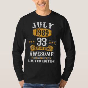 Camiseta 33 anos julho 1989 33º aniversário