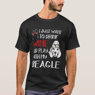 Camiseta 33 Bebo Vinho E Brinco Com Meu Beagle