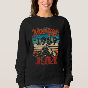 Camiseta 33 Birthday Vintage julho de 1989 Retro Sunset